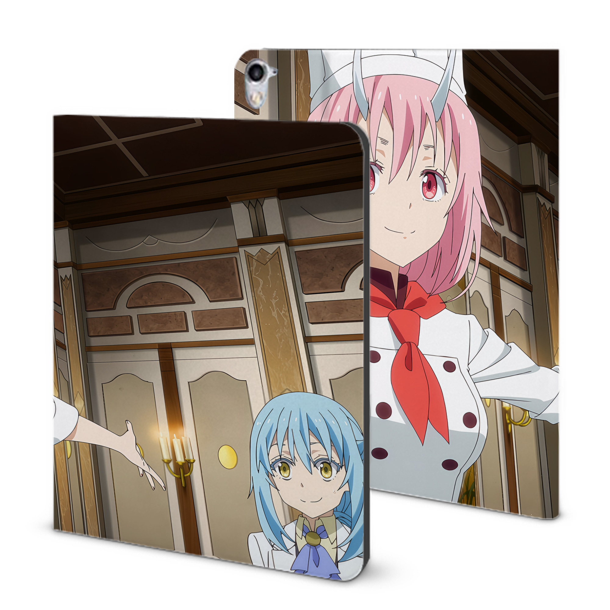 （画像用） 転スラ Regarding Reincarnated to Slime IPad ケース ブック型 PUレザー TPU 耐衝撃 軽量 薄型 ペン収納なし 全面保護 IPad 各モデル対応